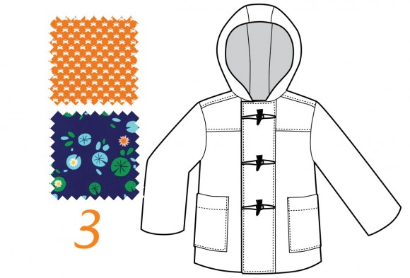 School Days Coat in Lily Pond and Orange Frogs