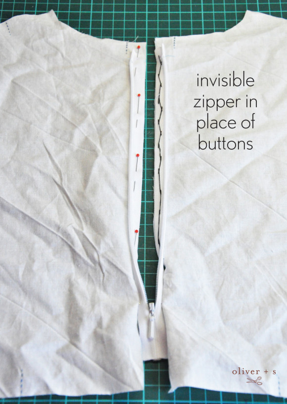 Oliver + S Library Dress with invisible zipper instead of buttons