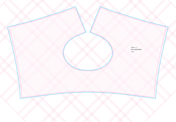 Placement of the Oliver + S Ice Cream Dress yoke on top of the tucked fabric