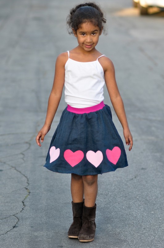 Oliver + S Swingset Skirt with heart applique