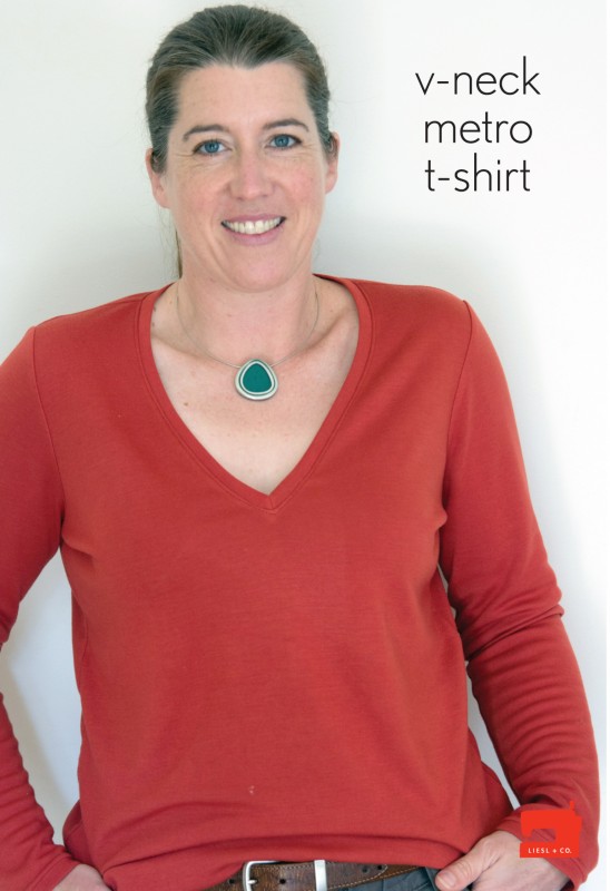 Modify the Liesl + Co. T-shirt into a V-neck