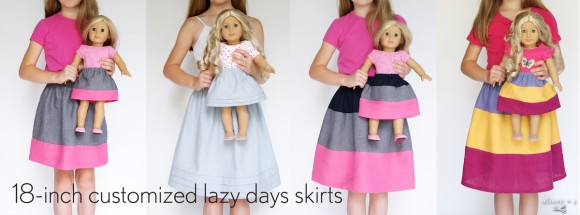 18-inch doll customized Oliver + S Lazy Days Skirts