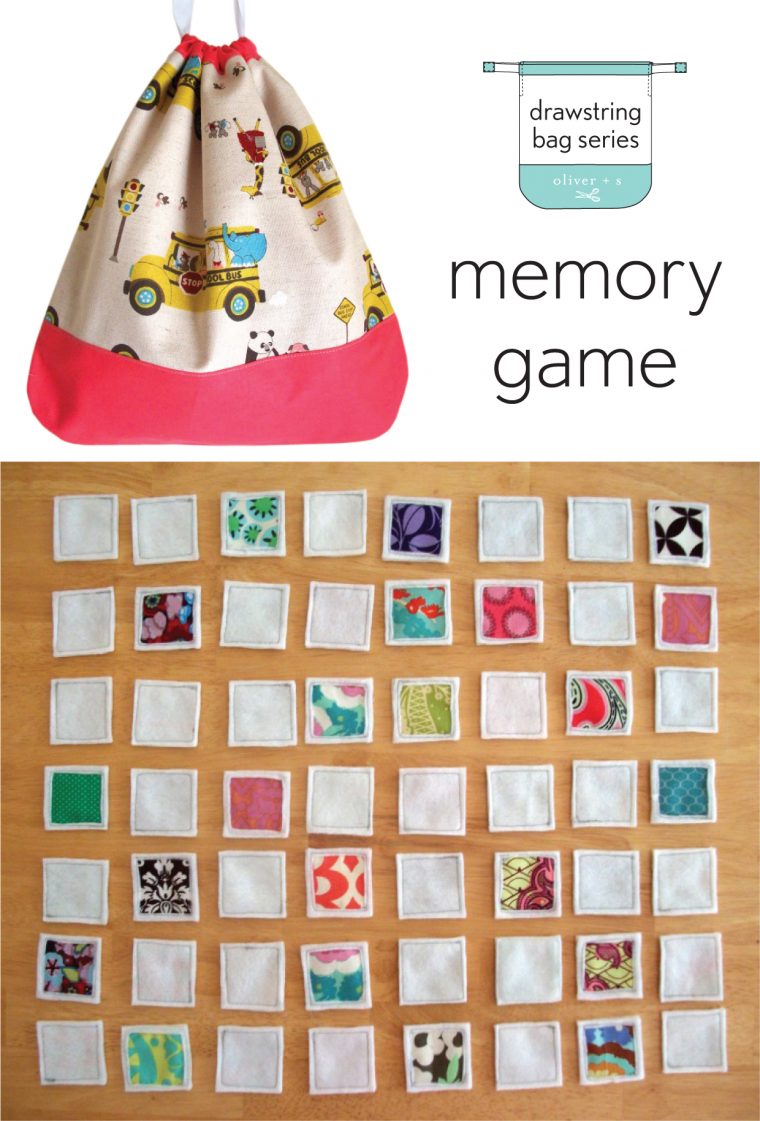 Use the Drawstring Bag pattern from Oliver + S Little Things to Sew to house a memory game