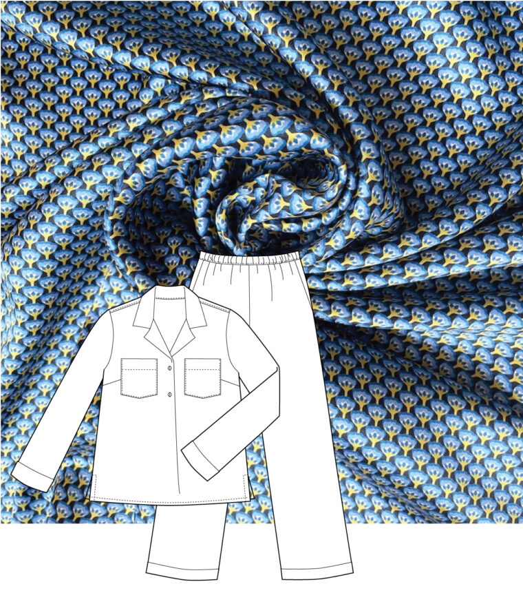 blue Woodstock print Liberty silk