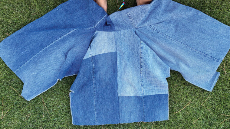 starting to assemble a denim Helsinki Jacket
