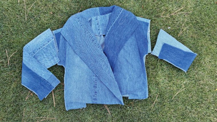starting to assemble a denim Helsinki Jacket