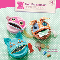 digital feed the animals coin purses sewing pattern