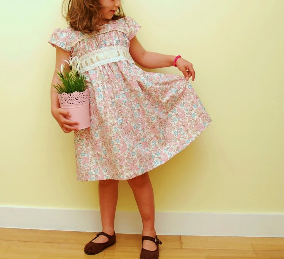 Oliver + S Garden Party Dress with white eyelet trim