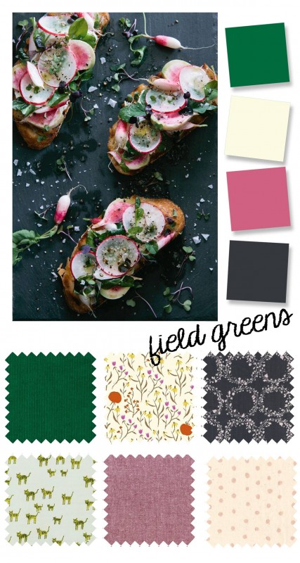 color palette: radish and field green 