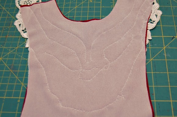 Lace applique sewn on the Oliver + S Hide-and-Seek Tunic