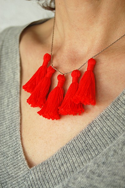 Red Tassel Necklace