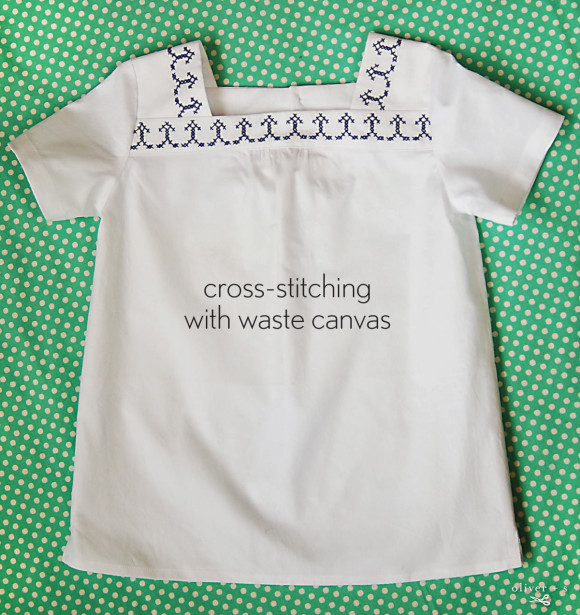 Cross-stitching with waste canvas