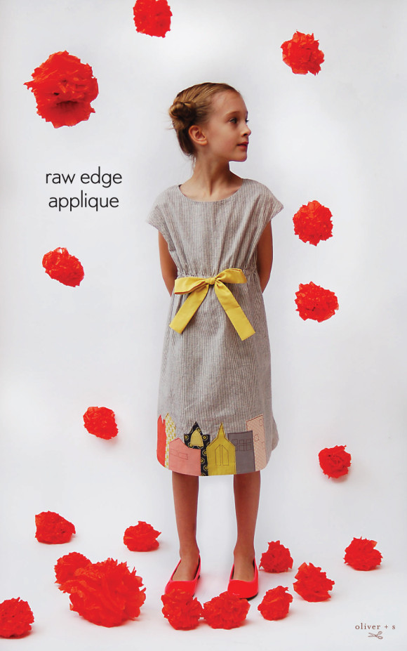 Raw edge applique on the Oliver + S Roller Skate dress