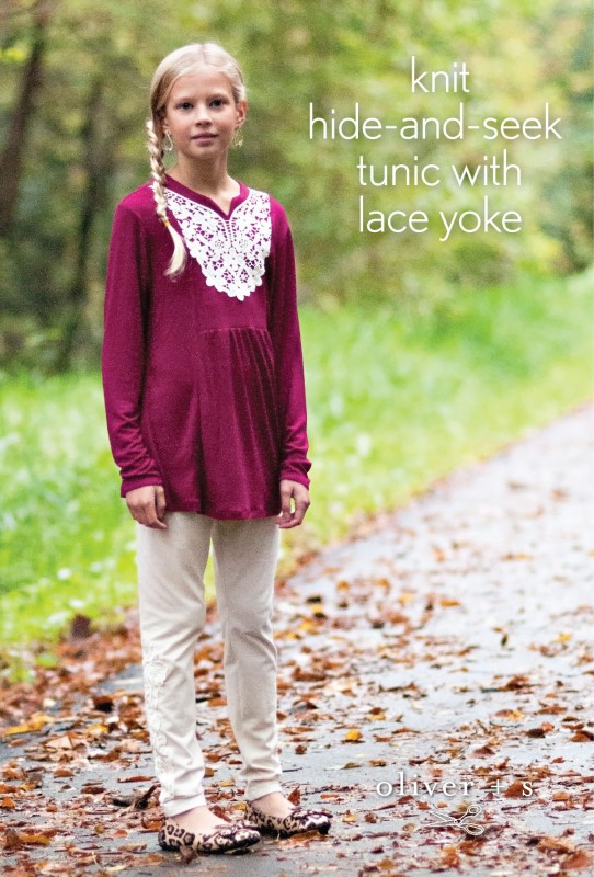 Knit Oliver + S Hide-and-Seek Tunic with lace yoke