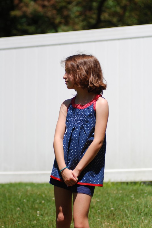 Oliver + S Badminton Top with honeycomb smocking