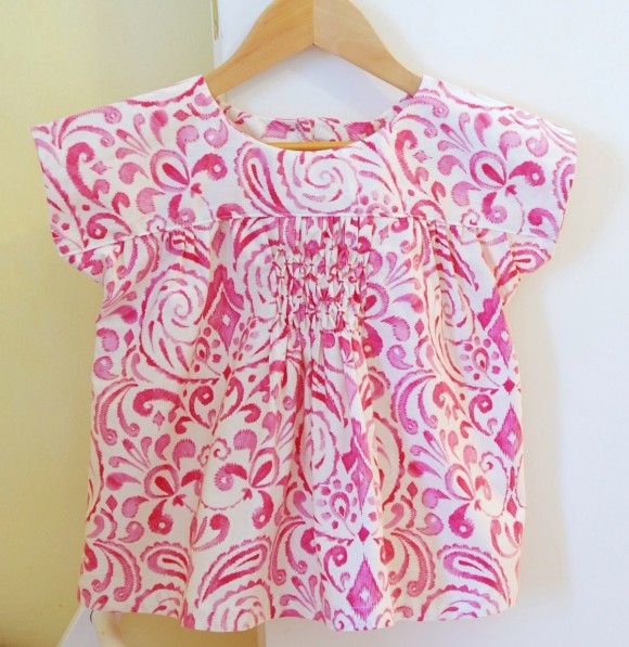 Oliver + S Ice Cream Blouse with honeycomb smocking