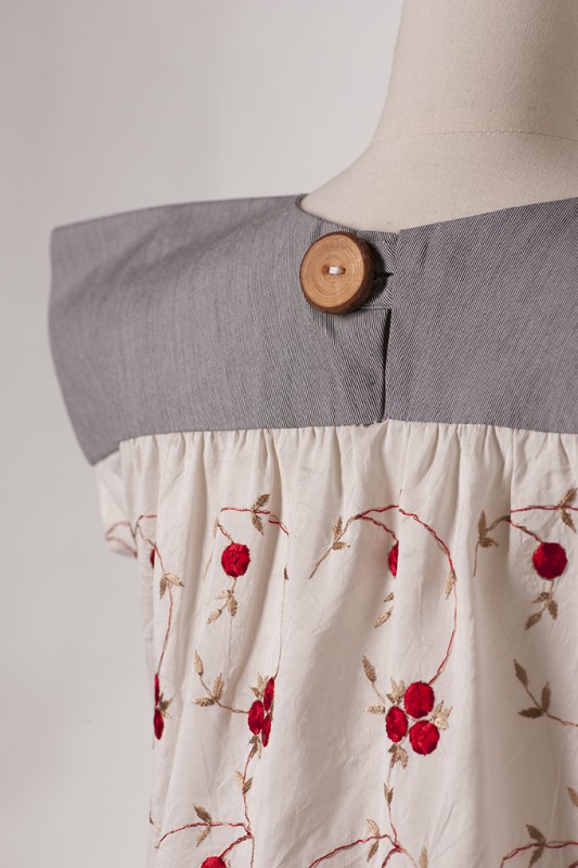 Oliver + S Ice Cream Dress with a recycled branch button from Western Canadian forests