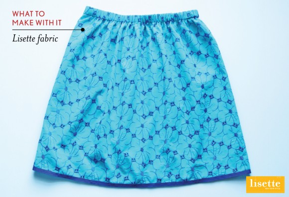 Oliver + S Lazy Days Skirt in floral green and blue eyelet Lisette fabric