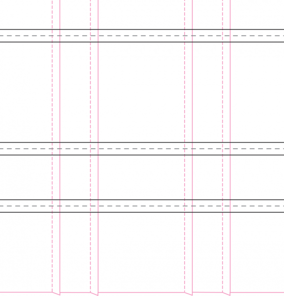 Diagram of adding horizontal tucks after vertical tucks have been sewn