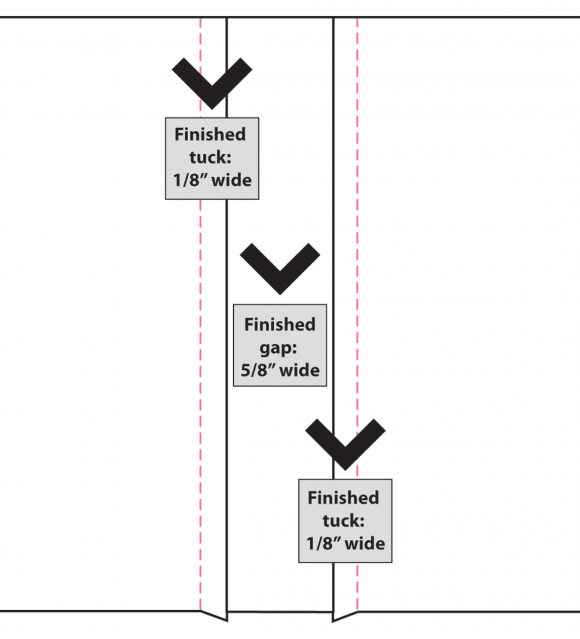 Diagram of tucks used on the pocket of the Oliver + S Ice Cream Dress