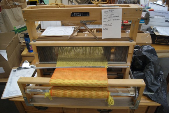 Weaving loom at the world's largest textile garage sale