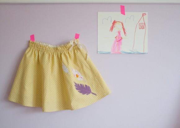 Oliver + S Swingset Skirt with feather applique