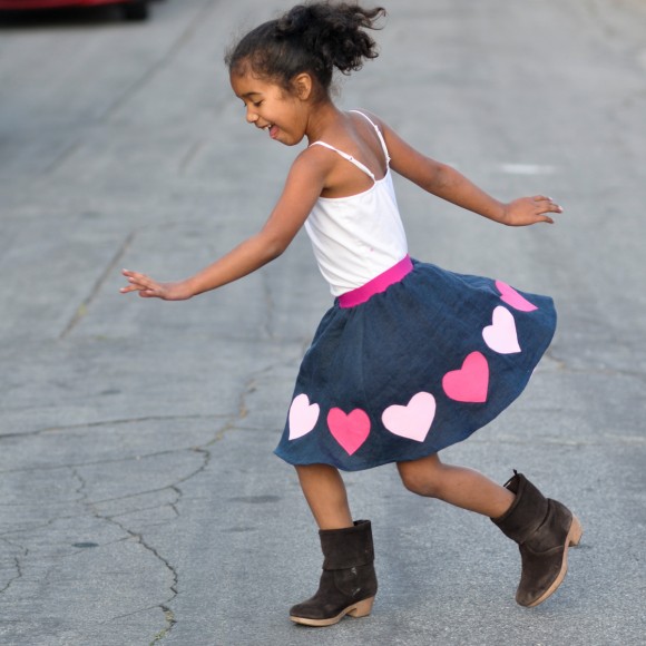 Oliver + S Swingset Skirt with heart applique