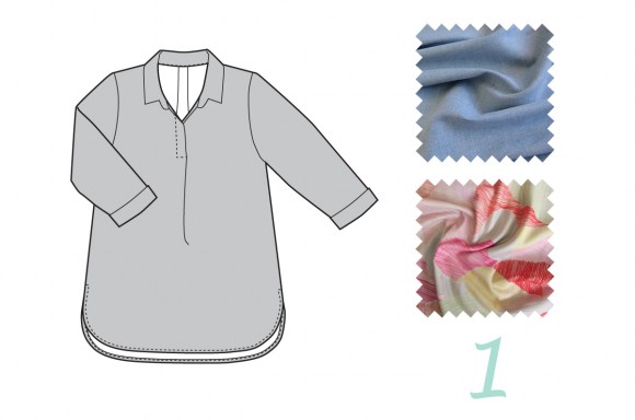 Fabrics chosen by Lauren Guthrie for the Liesl + Co. Gallery Tunic