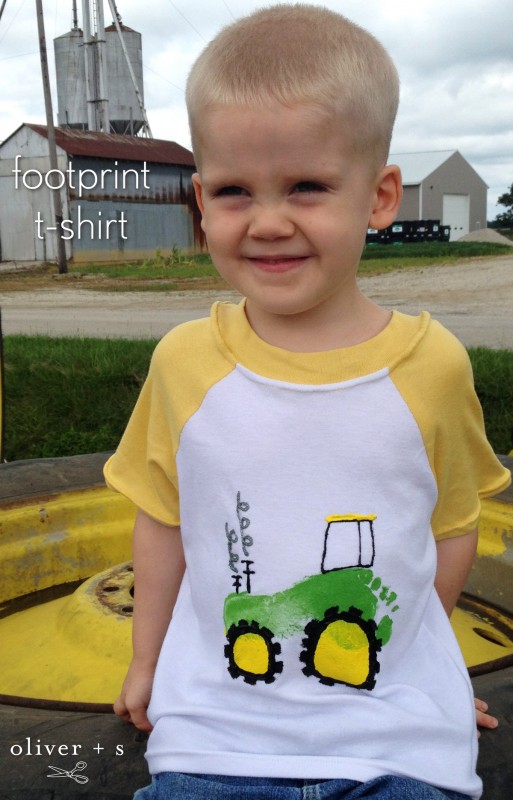 A child's footprint added to the Oliver + S Field Trip Raglan T-shirt