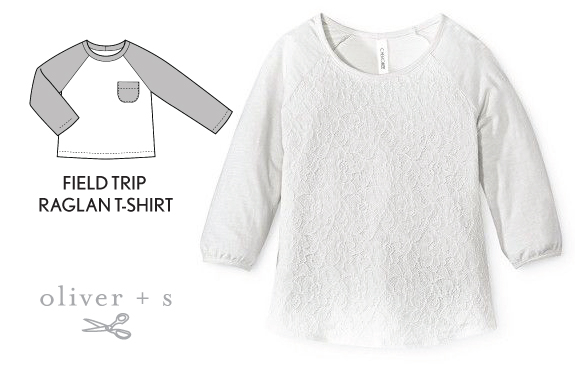 Lace front on an Oliver + S Field Trip Raglan T-shirt