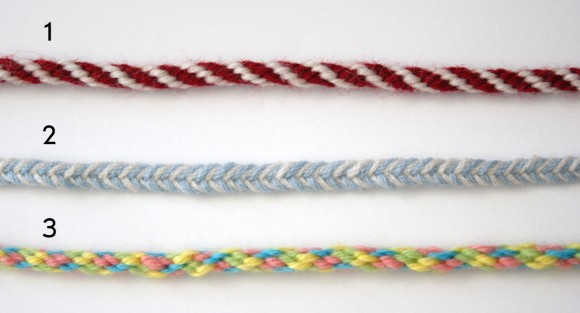 3 different types of yarn braids