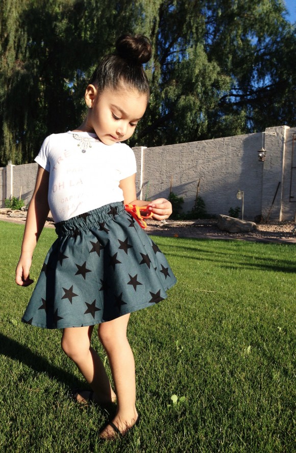 Oliver + S Swingset Skirt with neon orange drawstring