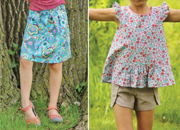 Oliver + S Butterfly Skirt + Blouse and Class Picnic Shorts