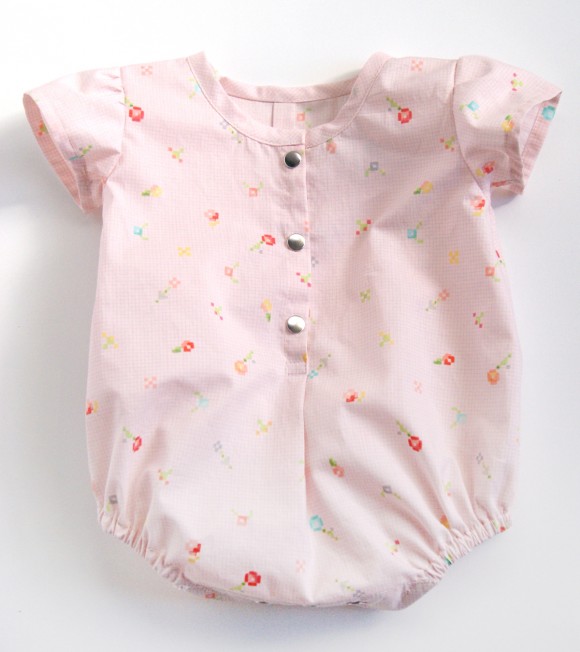 Oliver + S Lullaby Layette bodysuit in Woodland Clearing fabric