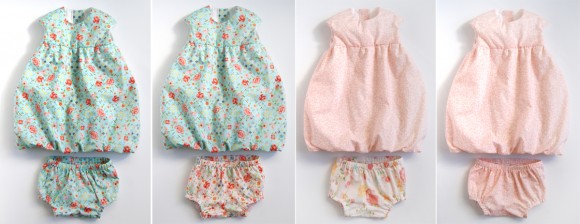 Oliver + S Bubble Dresses and Tea Party bloomers in Woodland Clearing fabrics