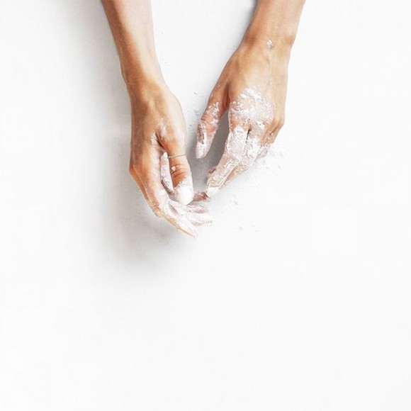 minimalist flour covered hands
