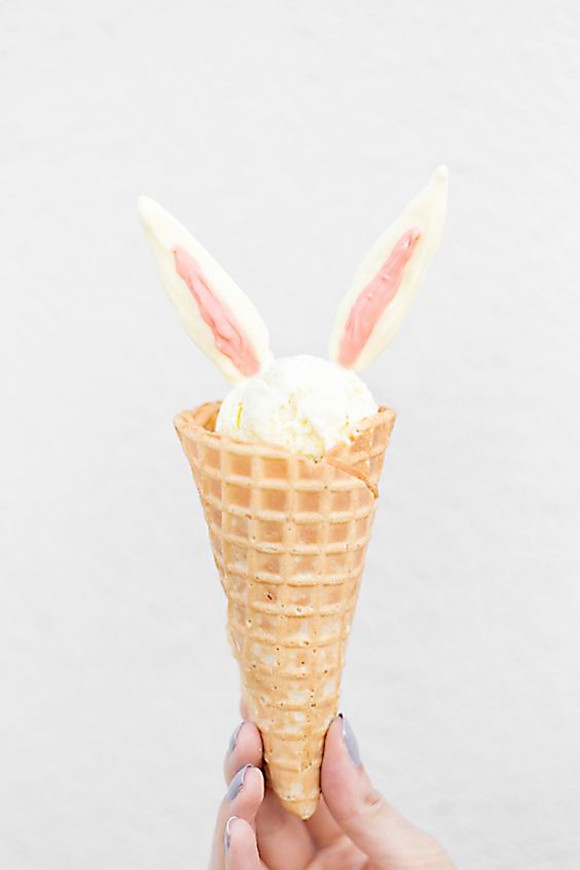 ice cream cone with bunny ears