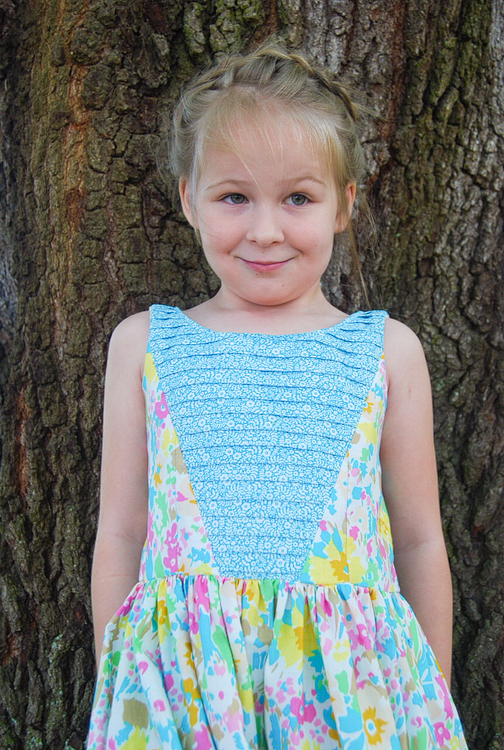 Oliver + S Fairy Tale Dress with a pleated section added to the bodice