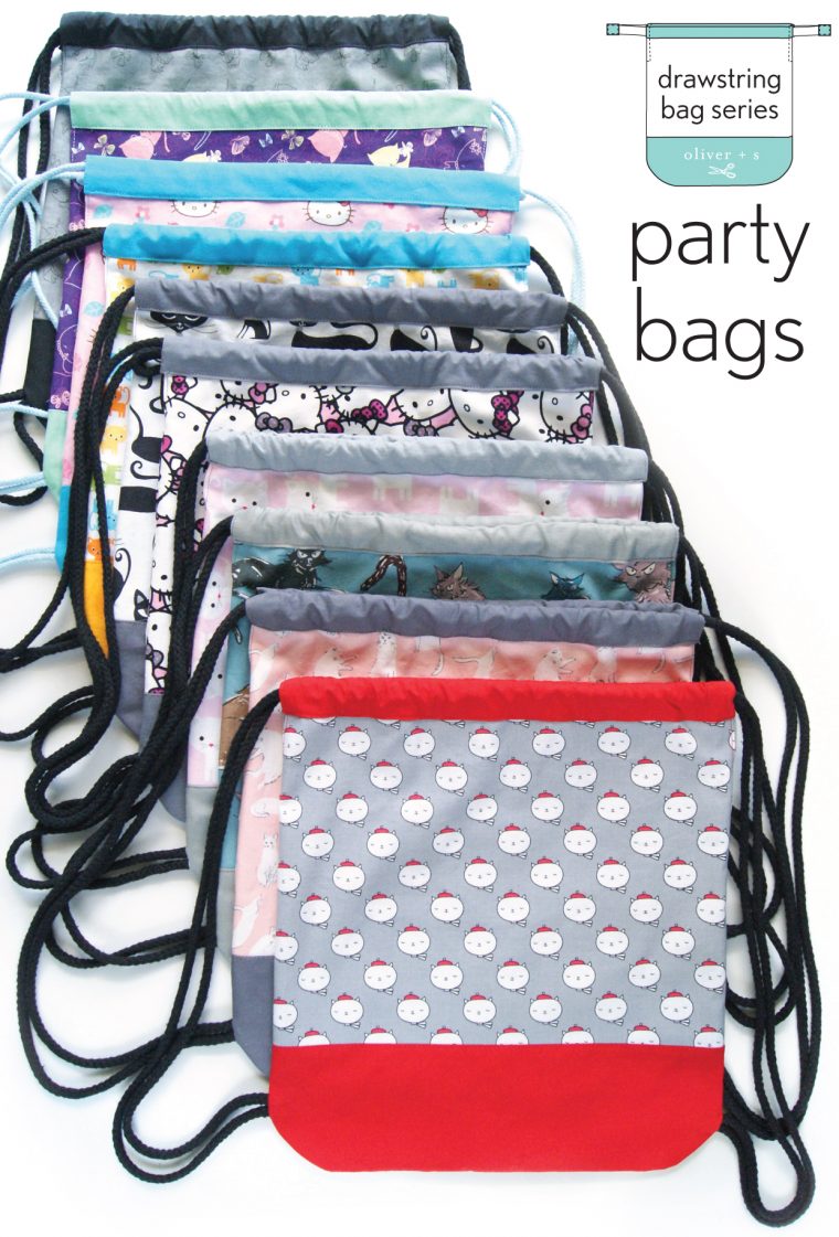 Party bags made using the Drawstring Bag pattern from Oliver + S Little Things to Sew