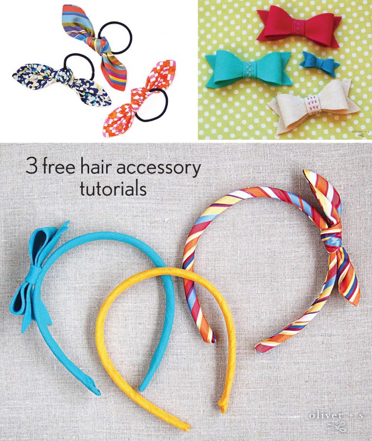 Three free patterns and tutorials to make hair accessories