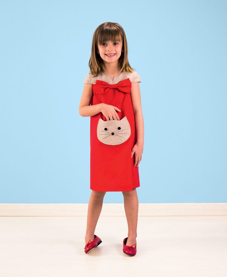 Building Block Dress with Cat