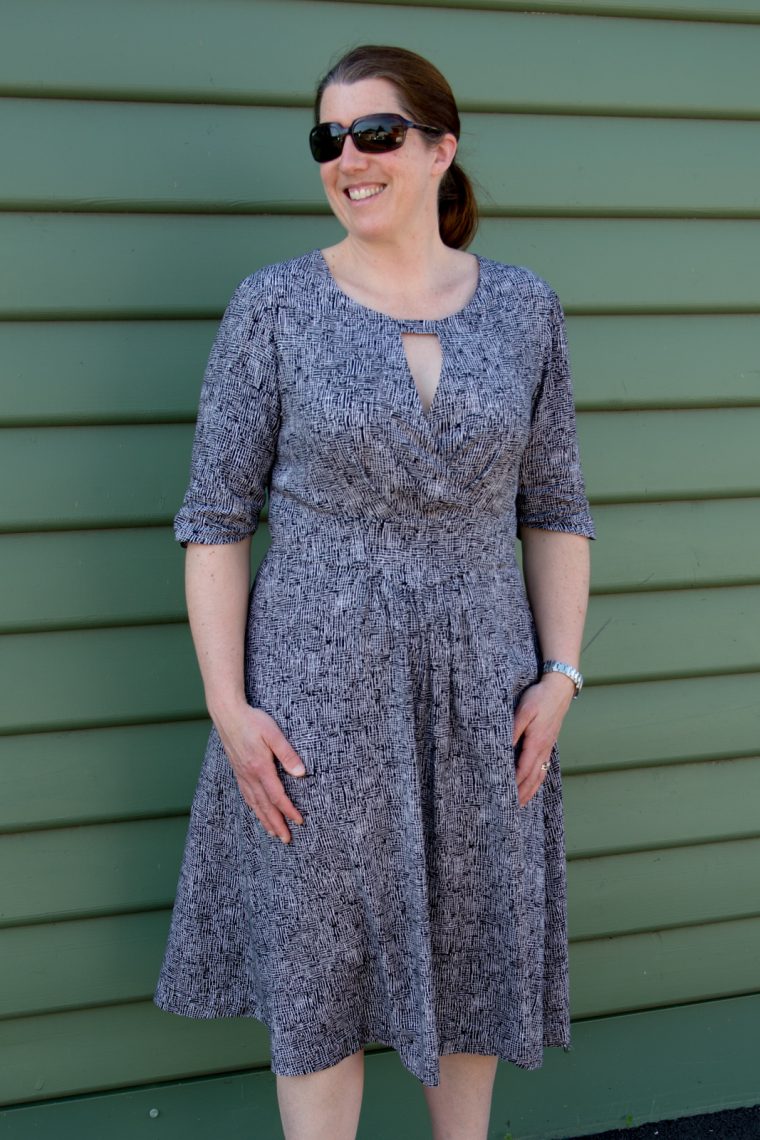 Gathered long sleeve on the Lisette for Butterick B6168 fit-and-flare dress