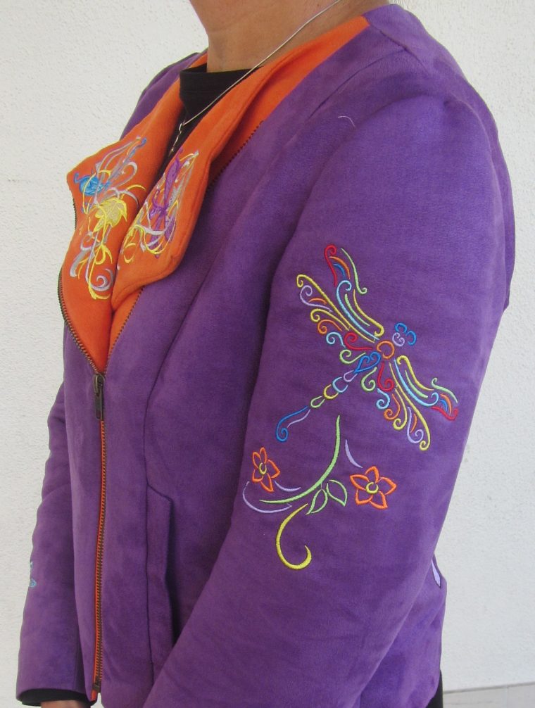 Embroidery on the Lisett for Butterick B6169 moto jacket