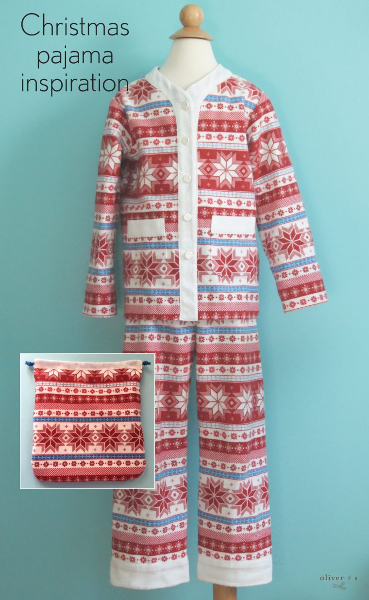 Oliver + S Sleepover Pajamas and Little Things to Sew Drawstring Bag as a Pajama Storage Bag