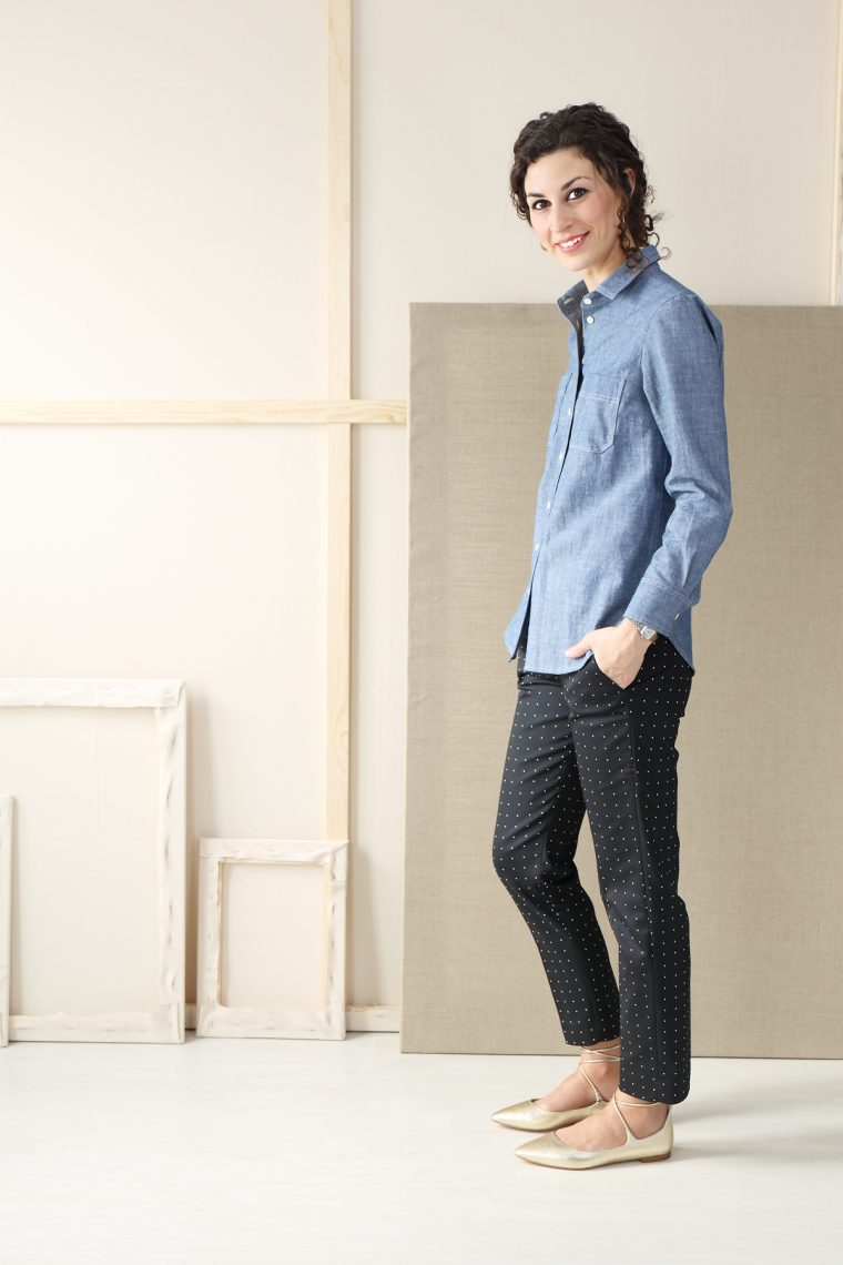 Liesl + Co Classic Shirt sewn in linen cotton chambray