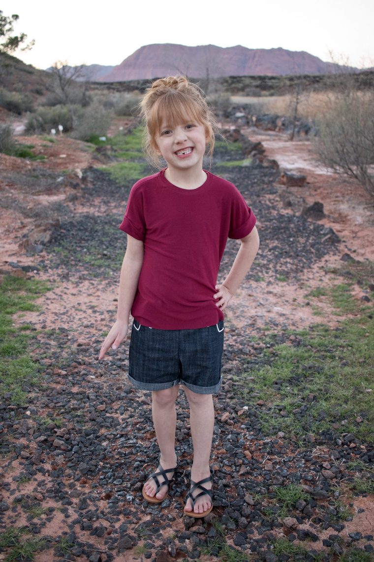 Oliver + S Lunch Box Tee, Sailboat Pants turned into shorts