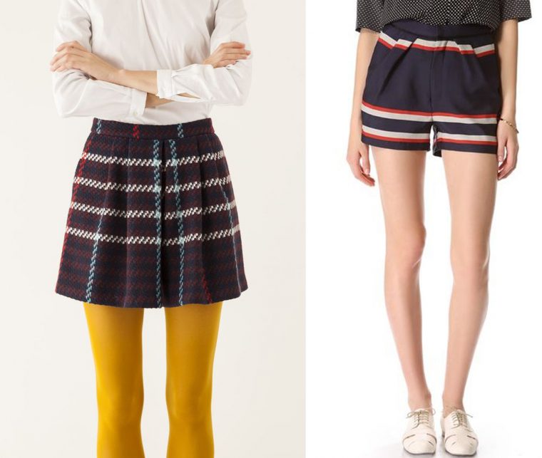 Liesl + Co SoHo Shorts + Skirt sewing pattern styling inspiration: stripes and plaids