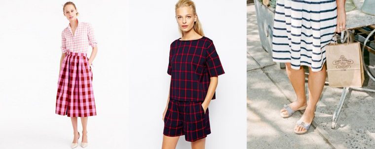 Liesl + Co SoHo Shorts + Skirt sewing pattern styling inspiration: stripes, checks
