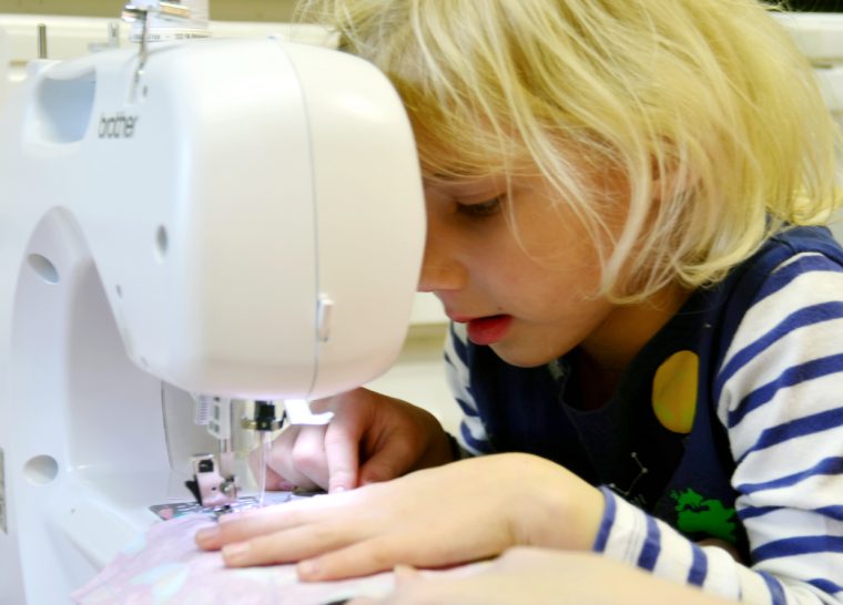 A girl sews her own Oliver + S Hula Hoop skirt