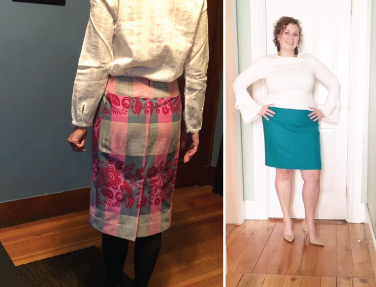 some of our testers' Liesl + Co Extra-Sharp Pencil Skirts